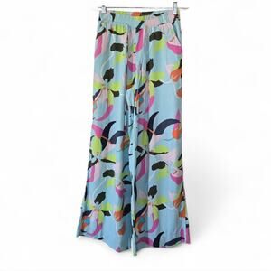 A New Day Women’s High-Rise Wide Leg Linen Pants Size Small Blue Pink
